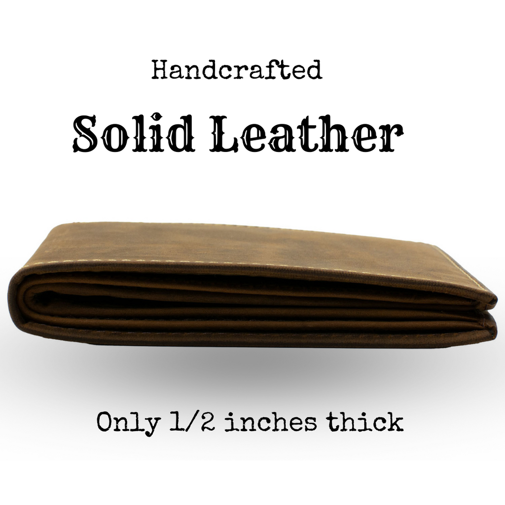 Randolph wallet. Handcrafted solid leather. Only 1/2 inches thick when empty. Classic bifold.