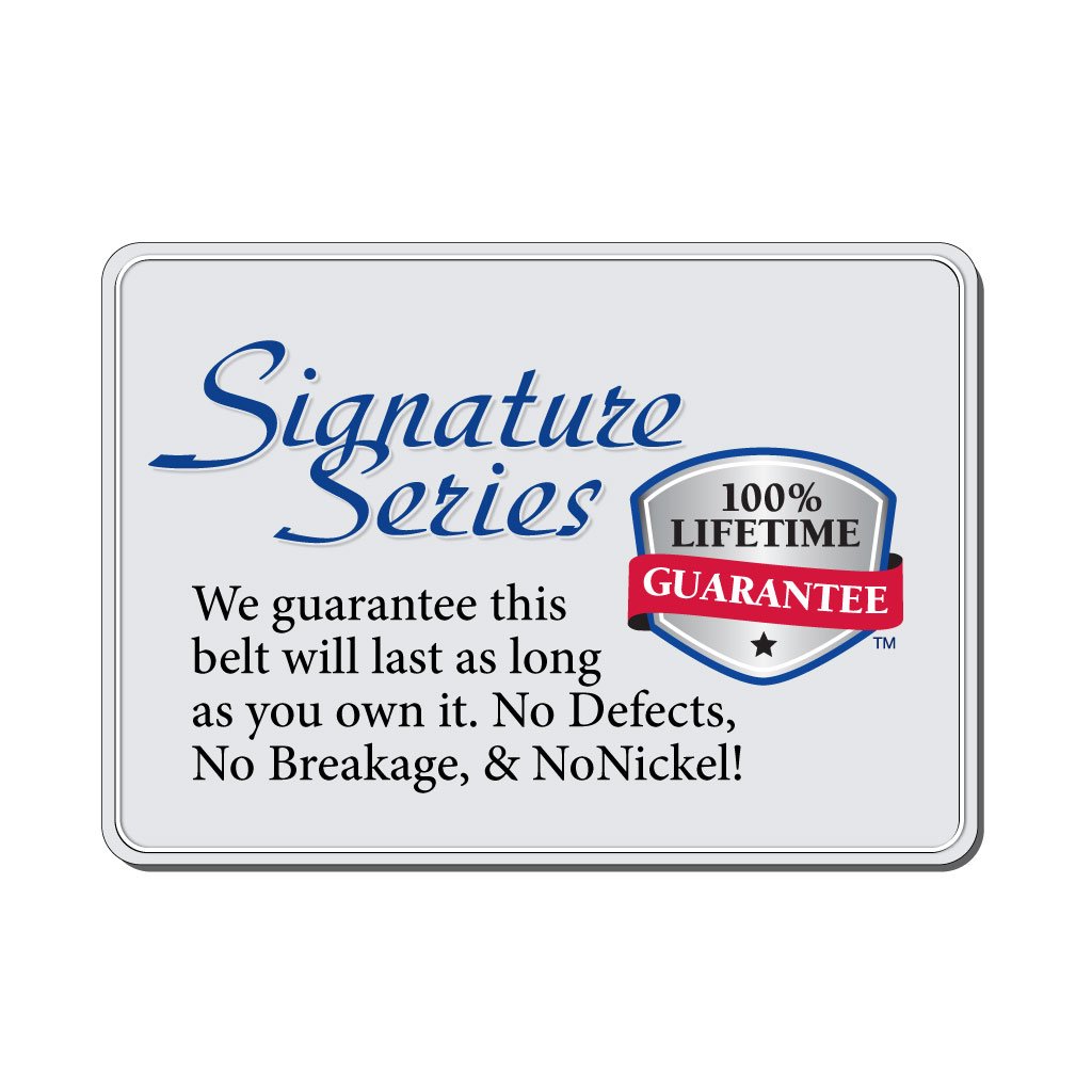 Signature Series label. 100% lifetime guarantee. No defects, no breakage, no nickel.