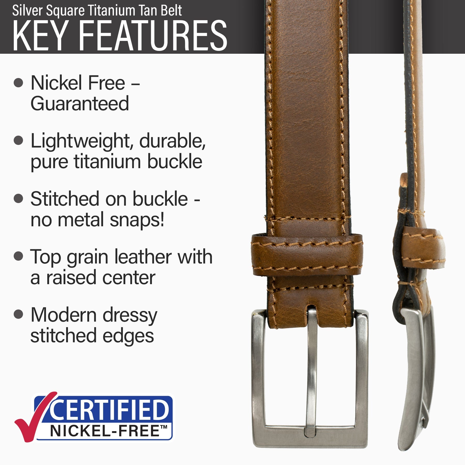 Metal Belt Buckle Single Prong Square Buckles Certified Nickel