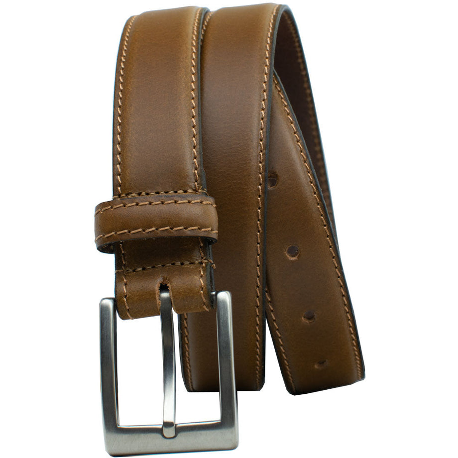Mens tan best sale leather dress belt