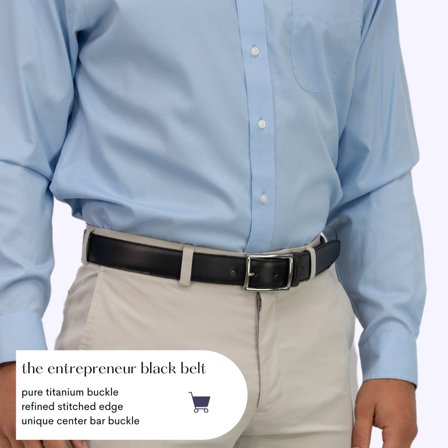 Entrepreneur Titanium Black Dress Belt