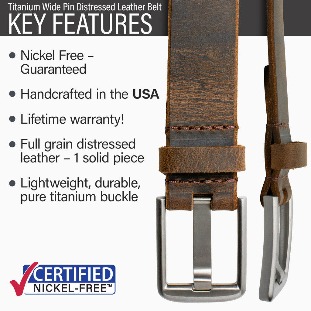 Hypoallergenic buckle made from lightweight durable titanium, handmade in USA, lifetime warranty