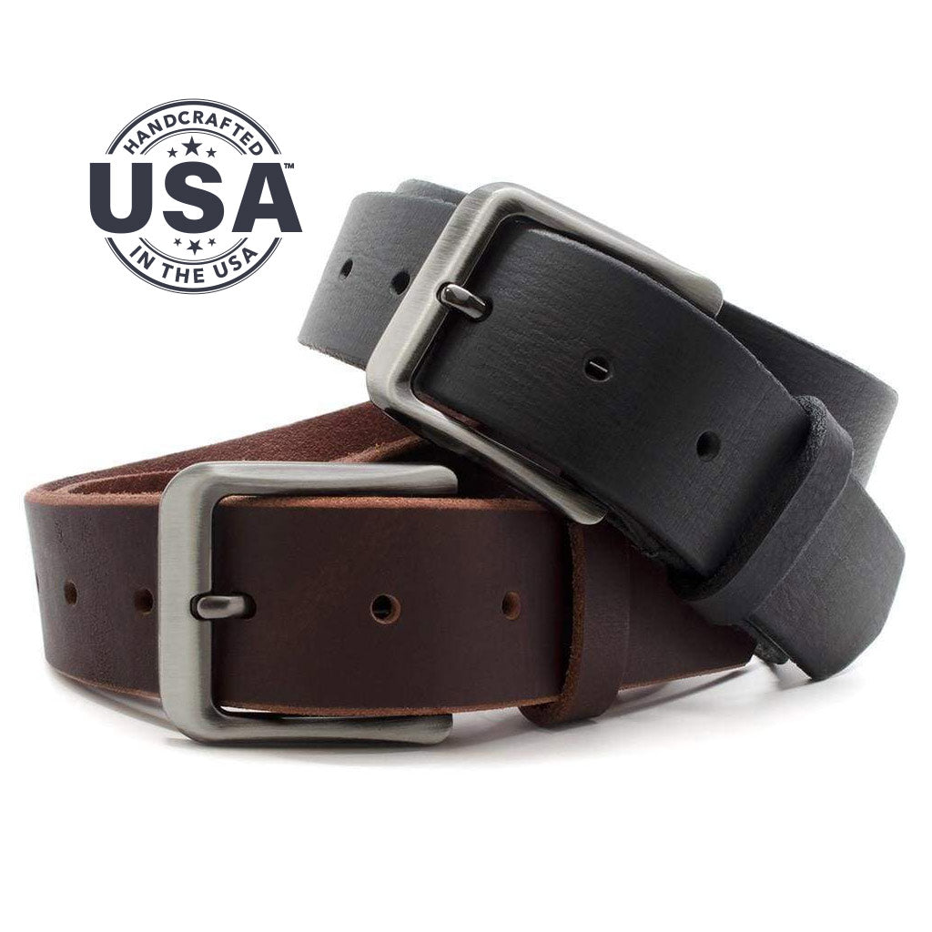 Mt. Pisgah Titanium Belt - Brown, 38 Inch, Nickel-Free Buckle, USA Made Full Grain Leather