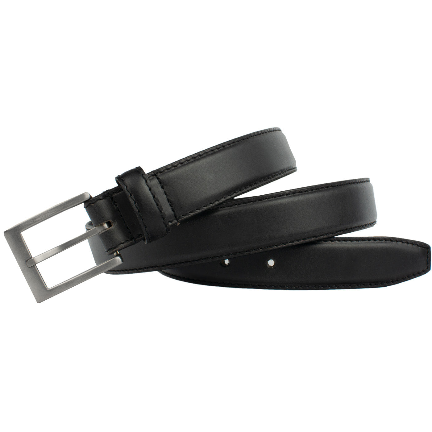 Made in USA 1.5 inch Black Genuine Leather Belt | Titanium Buckle 40 inch / Black / Titanium/Leather