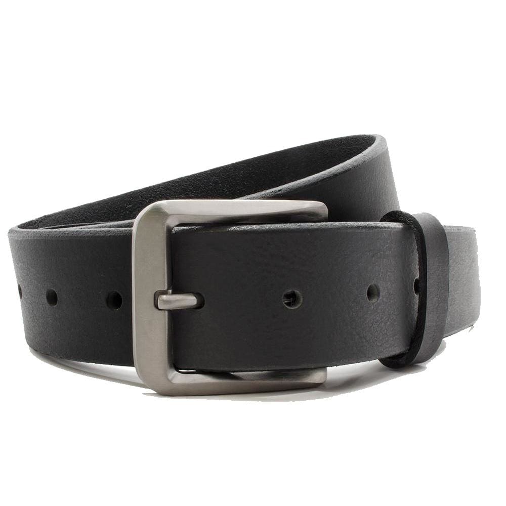 Smoky Mountain Titanium Belt. Nickel-free titanium buckle with rounded corners. Solid black strap.