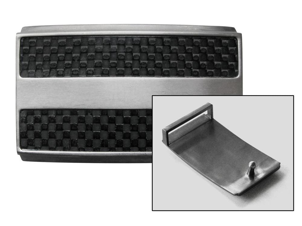 Titanium-Carbon Fiber Buckle by Nickel Smart. Insert showing hook on back of buckle face.